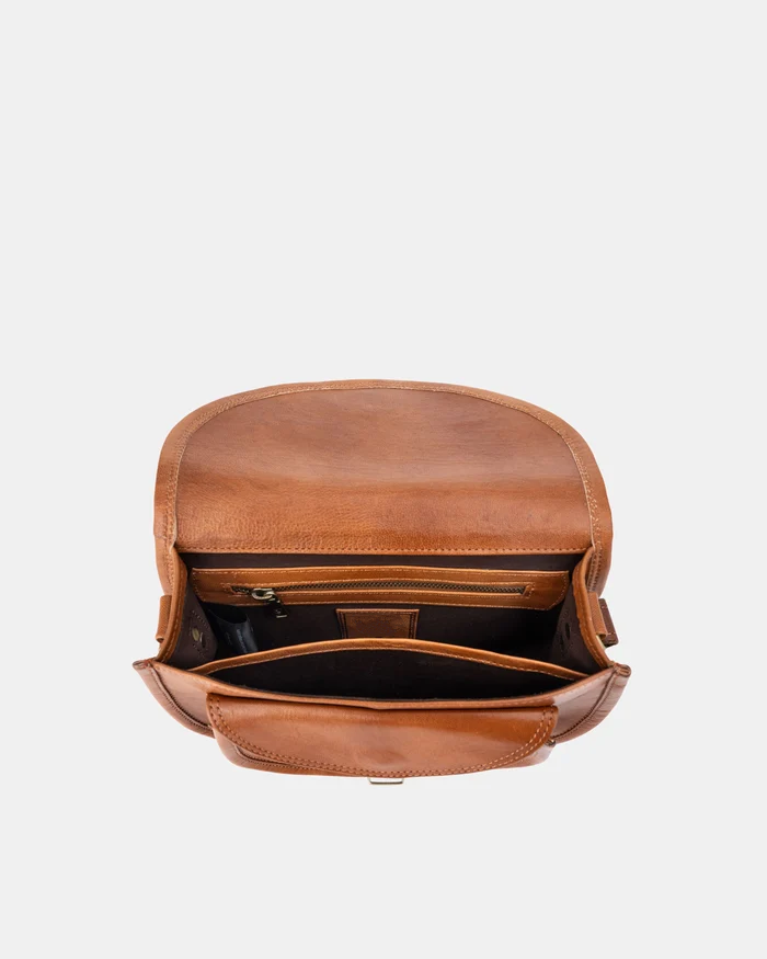 MARINE VINTAGE – Handgefertigte Damen-Umhängetasche aus Echtleder. 10"