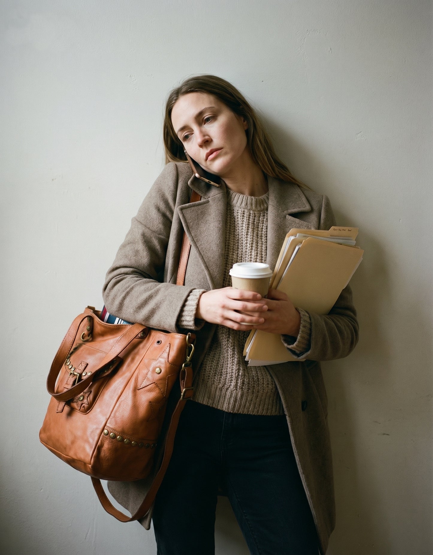 SANTINO● Leder Shopper Damen A4 - Umhängetasche im BOHO-Stil mit Metallnieten Sacktaschen.com