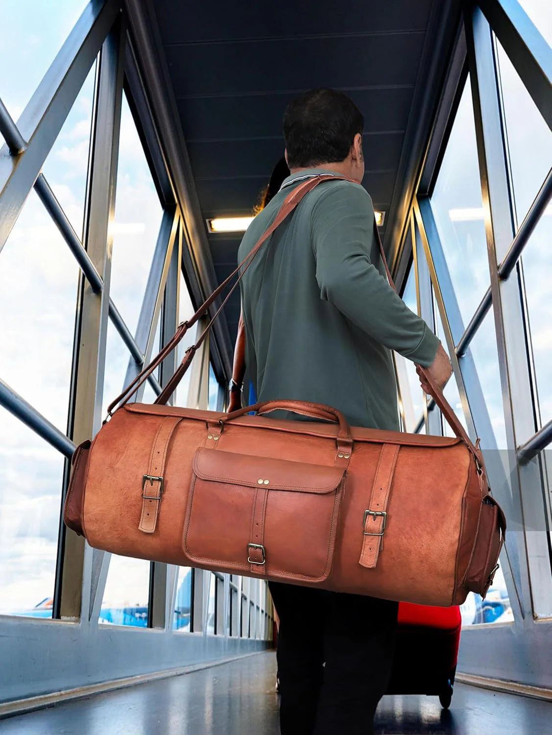 VINTAGE ESCAPE™ Gross Handgemahte Leder Reisetasche XXL 30"