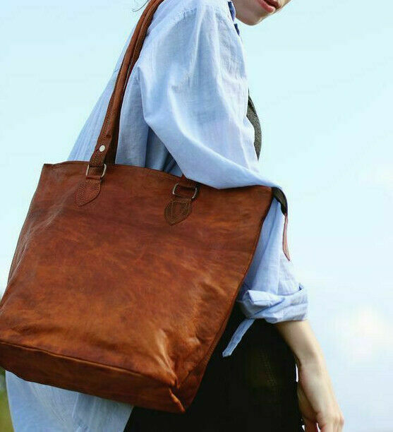 PATRICK VINTAGE  Sac fourre-tout en cuir brut naturel, pour femmes