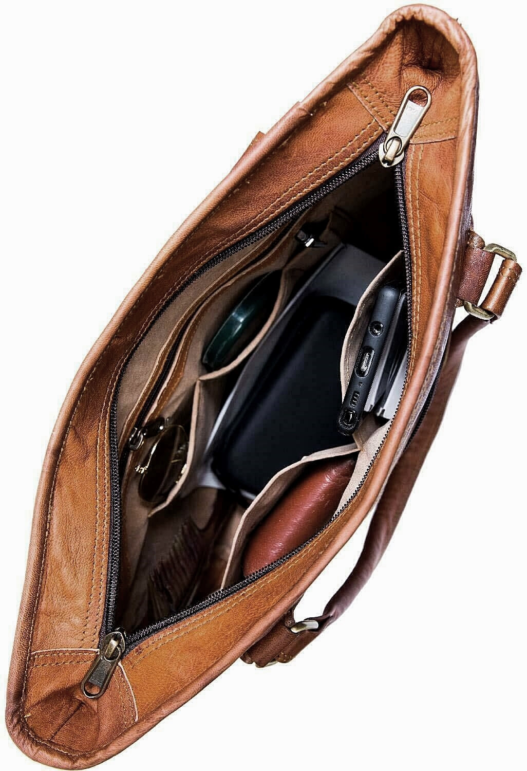 PATRICK II VINTAGE Handgefertigte Leder Schultertasche Tote Tasche für Damen mit Fronttasche