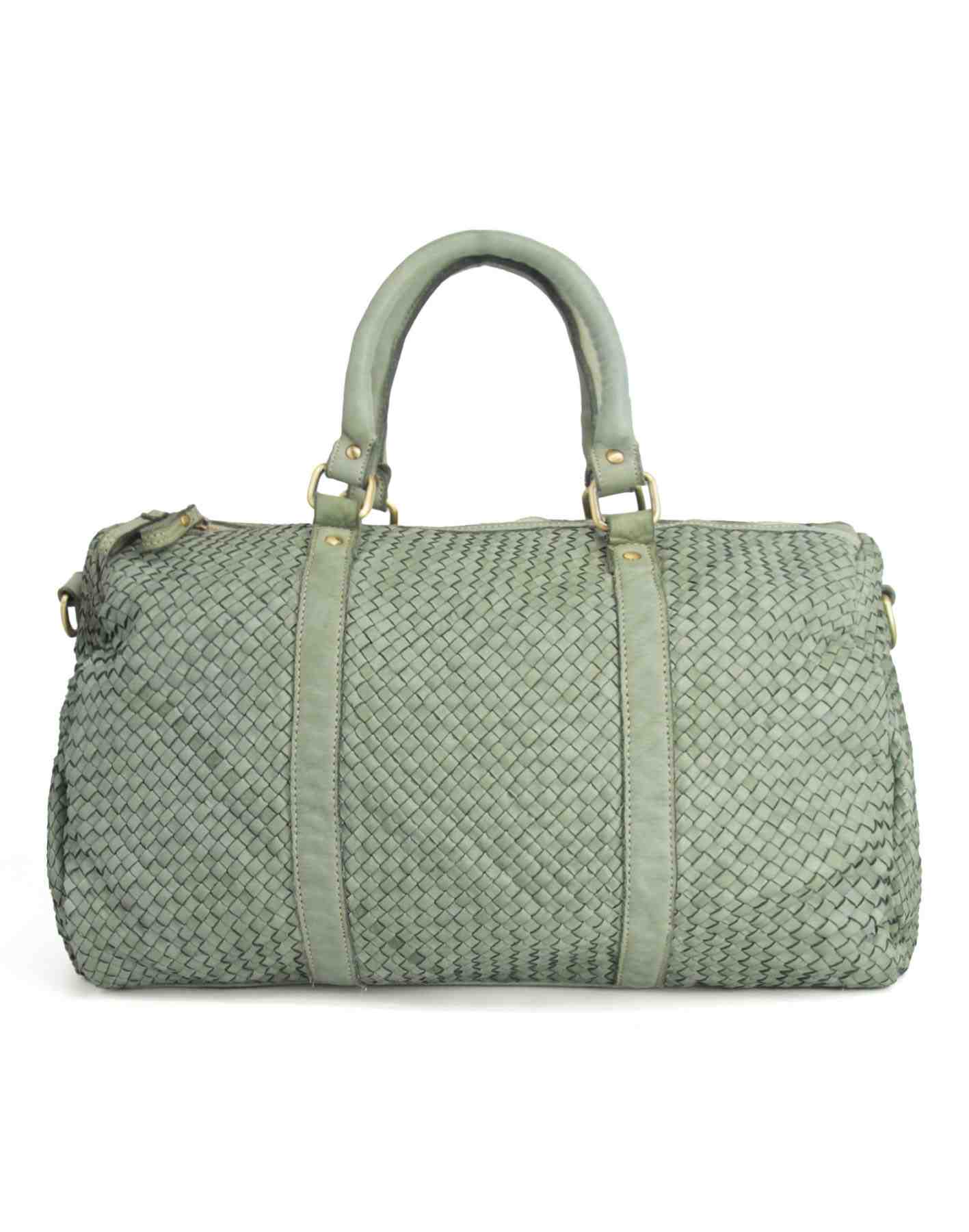 AVIANO● Kleine Leder Reisetasche Weekender Duffle Bag. Unisex grün
