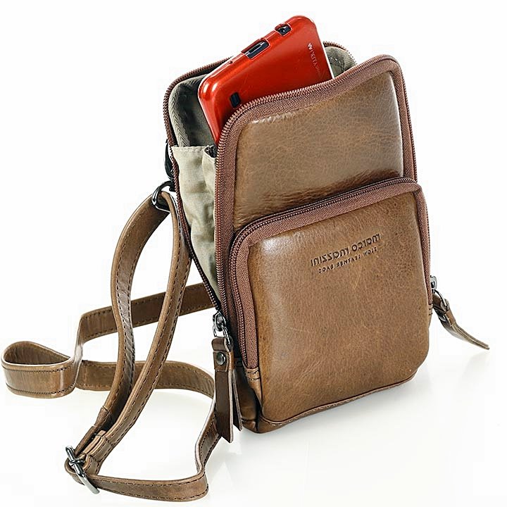 LESALE. Handytasche mit Geldbörse aus italienisch Leder. Unisex