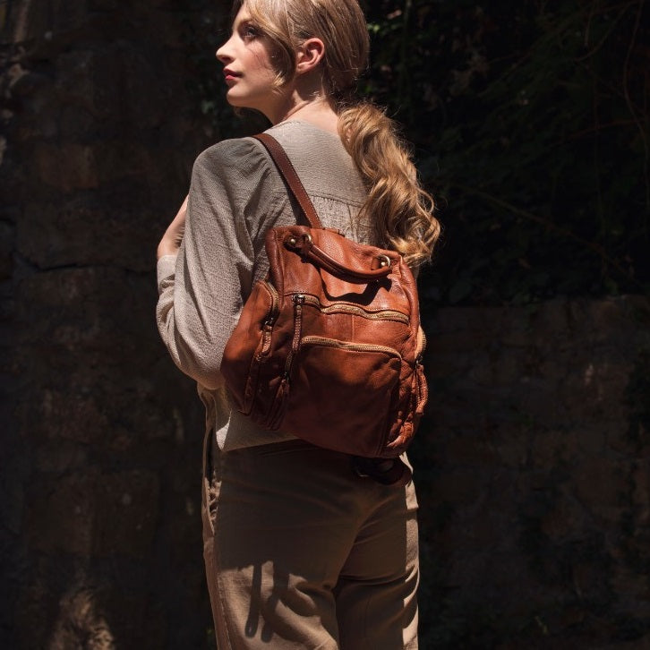 URBINO● 2 en 1 Mochila urbana de piel vintage para hombre y mujer con múltiples bolsillos