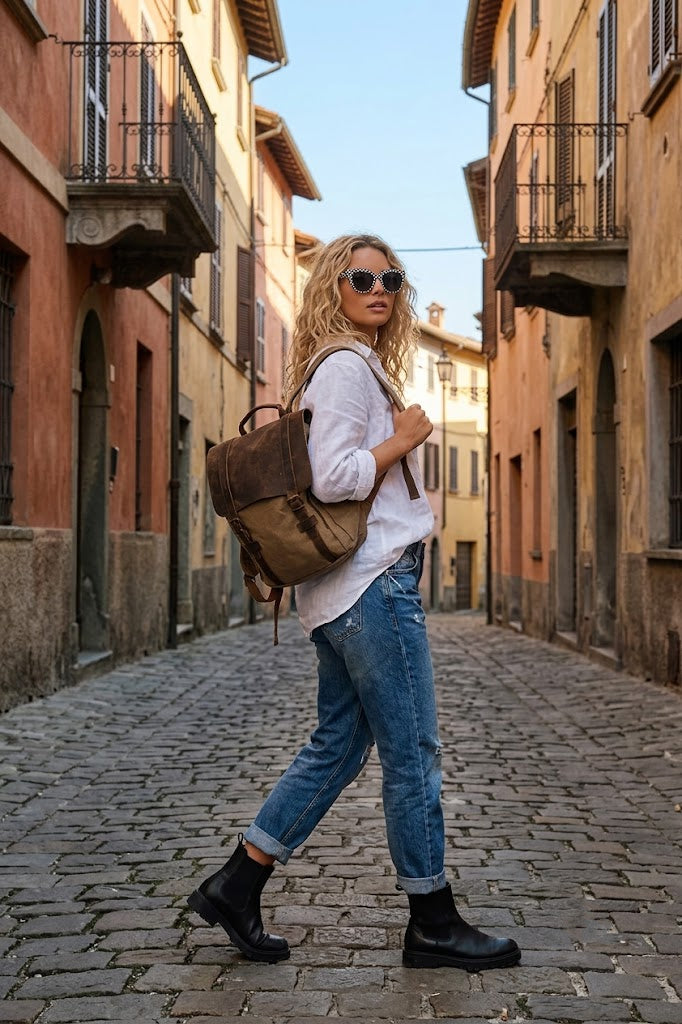 canvas leather vintage backpack Handmade Waxed Canvas Laptop Backpack Travel Backpack Large Rucksack inch laptop in a padded sleeve Canvas and Leather Roll-Top Vintage