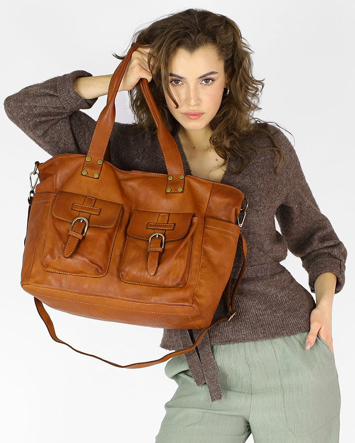 Alltag Schultertasche Shopper bag aus Italienische Leder für Damen