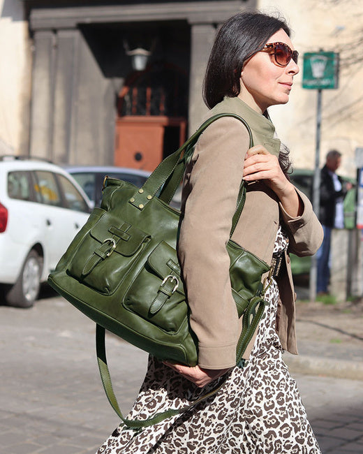 SOSANA. Alltag Schultertasche - Shopper bag aus Italienische Leder für Damen