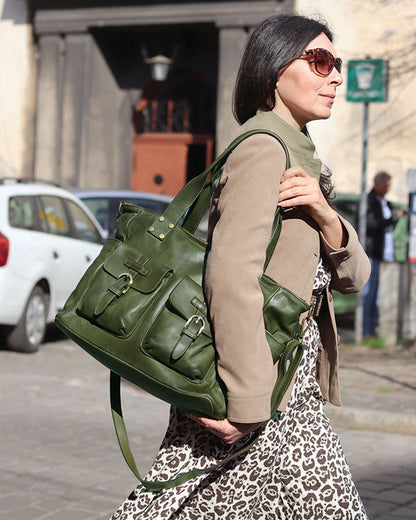 SOSANA. Alltag Schultertasche - Shopper bag aus Italienische Leder für Damen