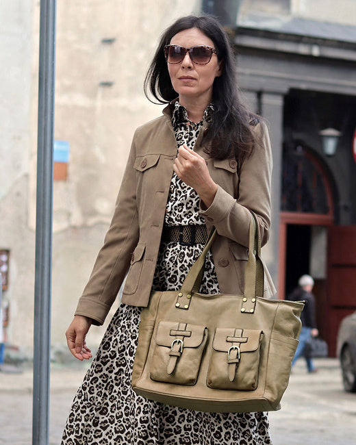 SOSANA. Alltag Schultertasche - Shopper bag aus Italienische Leder für Damen