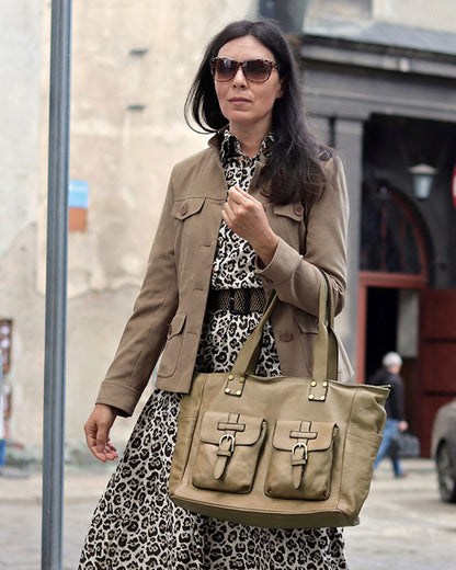 SOSANA. Alltag Schultertasche - Shopper bag aus Italienische Leder für Damen