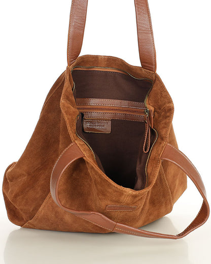 SOHO SANTI WILD. Hobo Shopper Tasche für Damen aus italienisches Wildleder