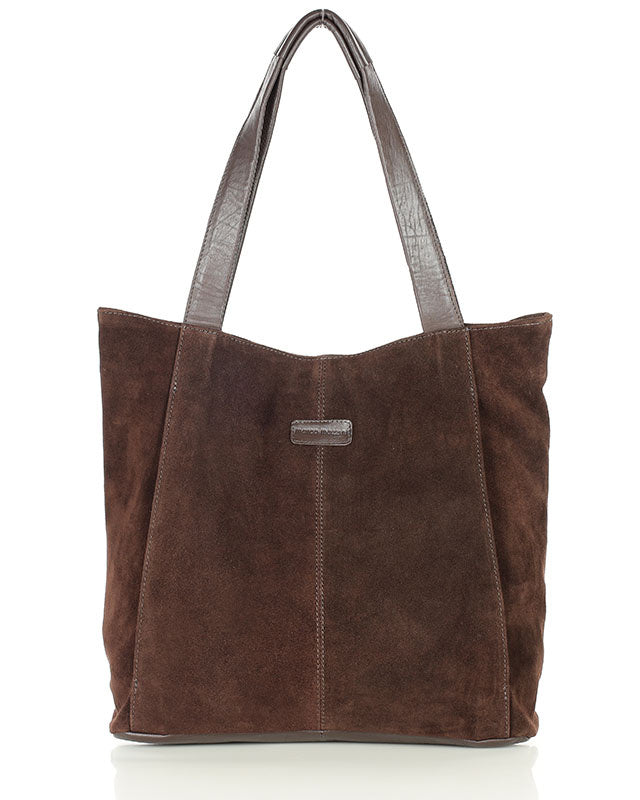 SOHO SANTI WILD. Hobo Shopper Tasche für Damen aus italienisches Wildleder braun