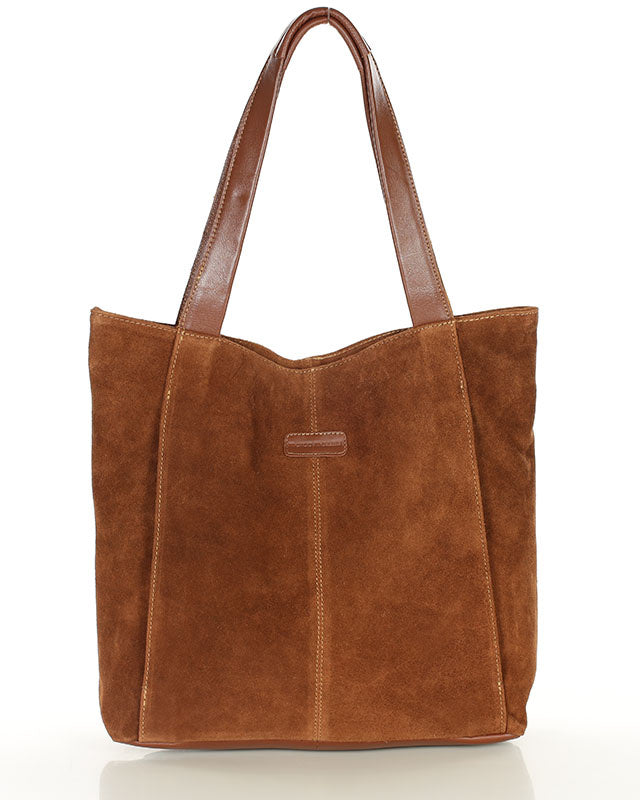 SOHO SANTI WILD. Hobo Shopper Tasche für Damen aus italienisches Wildleder hellbraun