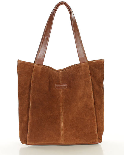 SOHO SANTI WILD. Hobo Shopper Tasche für Damen aus italienisches Wildleder hellbraun