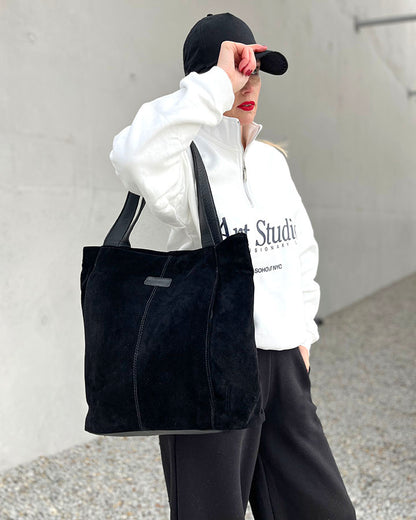 SOHO SANTI WILD. Hobo Shopper Tasche für Damen aus italienisches Wildleder