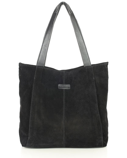 SOHO SANTI WILD. Hobo Shopper Tasche für Damen aus italienisches Wildleder schwarz
