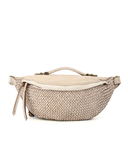 TORINO G | Grand sac banane en cuir tressé forme demi-lune