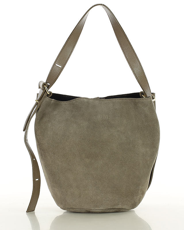 BREGEND WILD™ 2in1 Damen Hobo Beuteltasche und Umhängetasche aus italienischem Wildleder beige-taupe