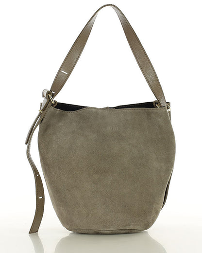 BREGEND WILD™ 2in1 Damen Hobo Beuteltasche und Umhängetasche aus italienischem Wildleder beige-taupe