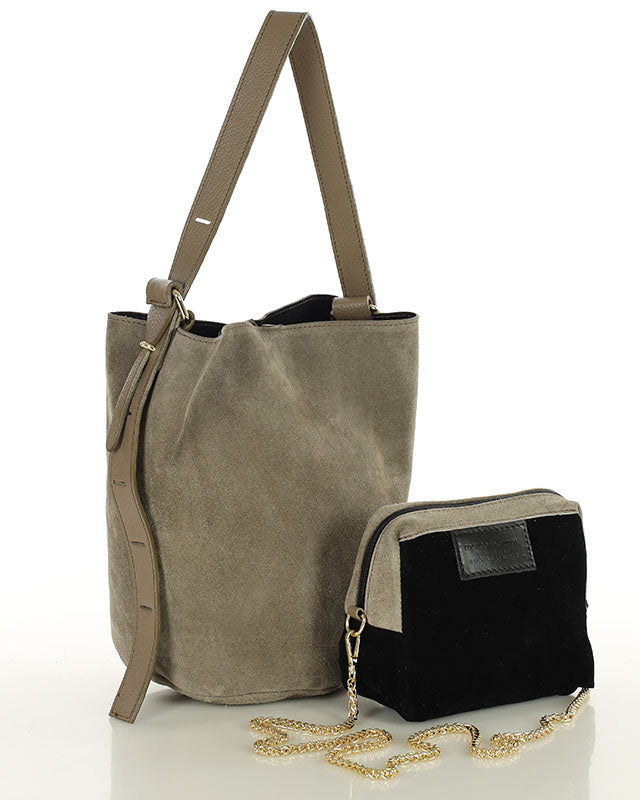 BREGEND WILD™ 2in1 Damen Hobo Beuteltasche und Umhängetasche aus italienischem Wildleder