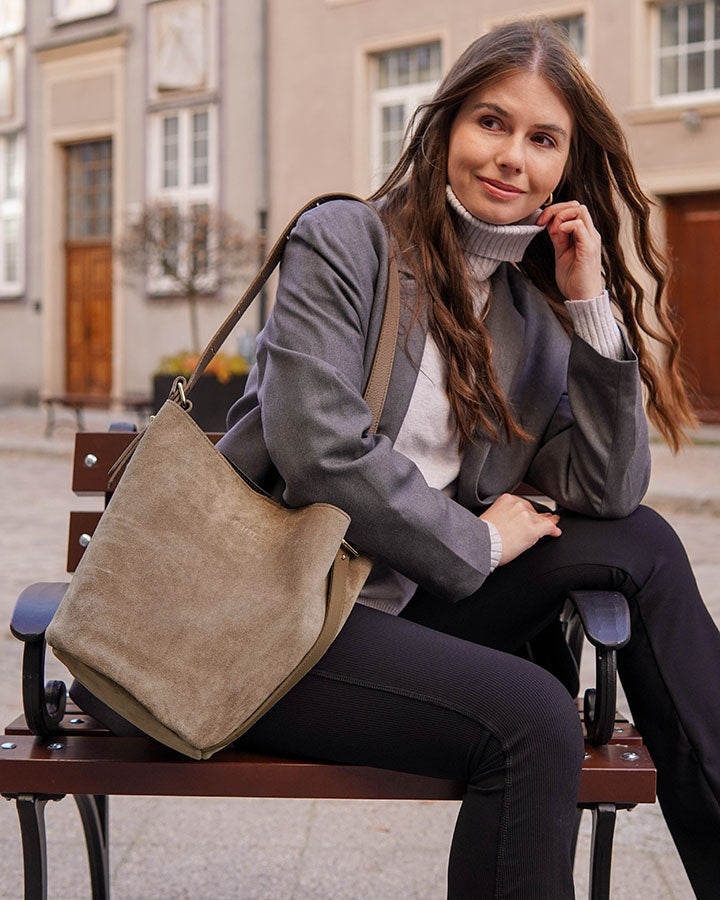 BREGEND WILD™ 2in1 Damen Hobo Beuteltasche und Umhängetasche aus italienischem Wildleder