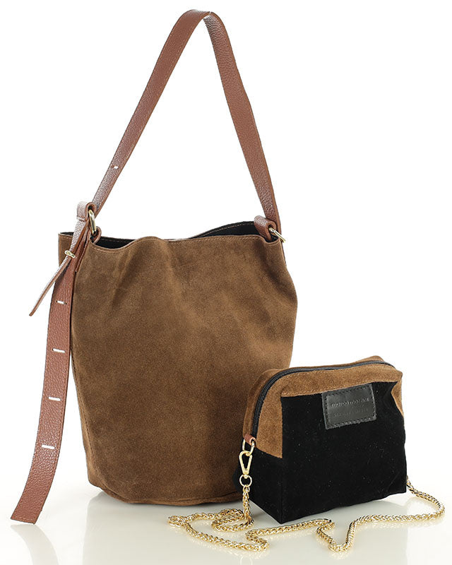 BREGEND WILD™ 2in1 Damen Hobo Beuteltasche und Umhängetasche aus italienischem Wildleder