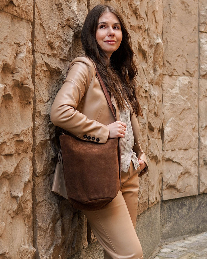 BREGEND WILD™ 2in1 Damen Hobo Beuteltasche und Umhängetasche aus italienischem Wildleder