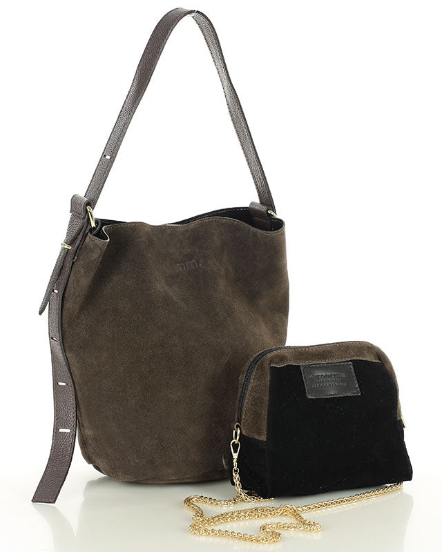 BREGEND WILD™ 2in1 Damen Hobo Beuteltasche und Umhängetasche aus italienischem Wildleder