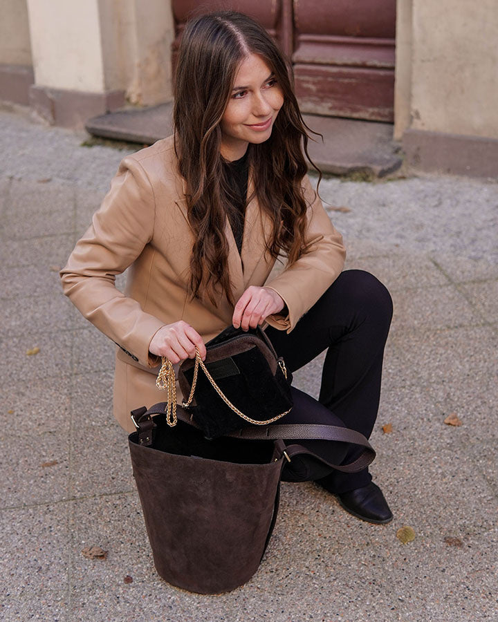 BREGEND WILD™ 2in1 Damen Hobo Beuteltasche und Umhängetasche aus italienischem Wildleder