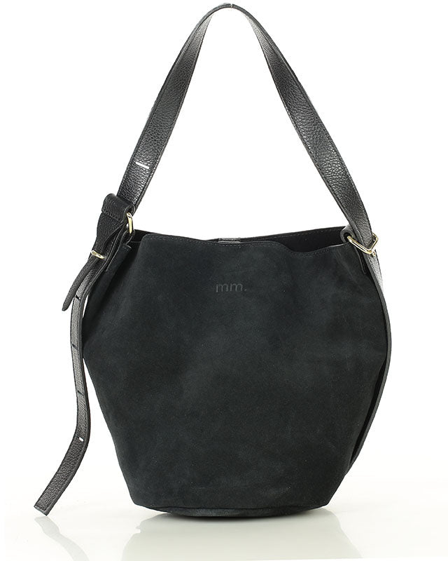 BREGEND WILD™ 2in1 Damen Hobo Beuteltasche und Umhängetasche aus italienischem Wildleder schwarz