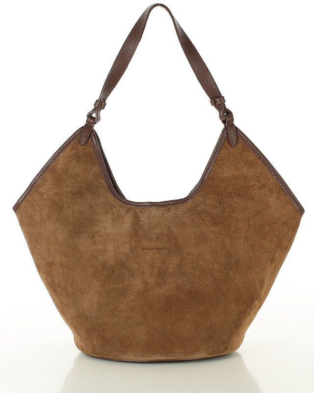 BOLOGNA WILD™ Suede Shopper-Tasche mit Schulterriemen aus italienischem Wildleder braun