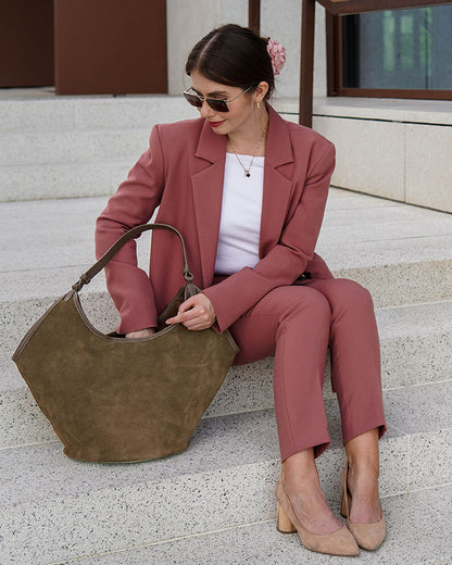 BOLOGNA WILD™ Suede Shopper-Tasche mit Schulterriemen aus italienischem Wildleder