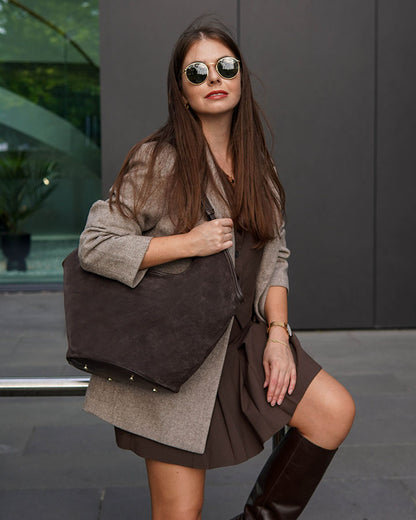 BOLOGNA WILD™ Suede Shopper-Tasche mit Schulterriemen aus italienischem Wildleder