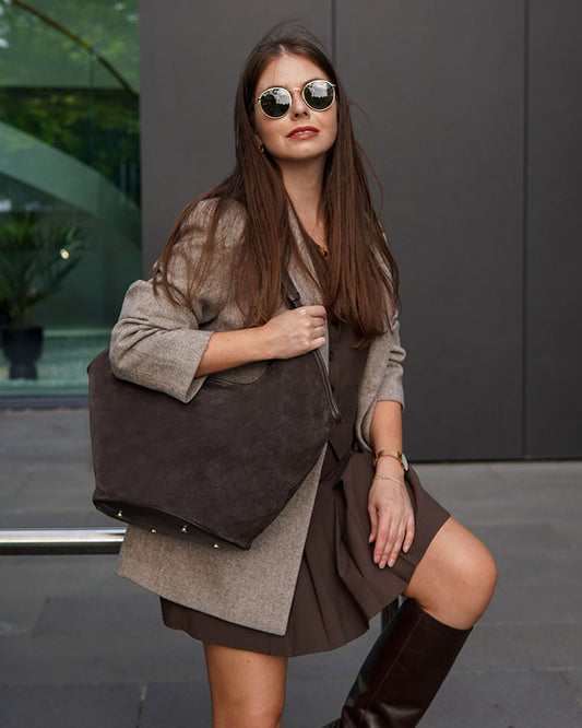 BOLOGNA WILD™ Suede Shopper-Tasche mit Schulterriemen aus italienischem Wildleder