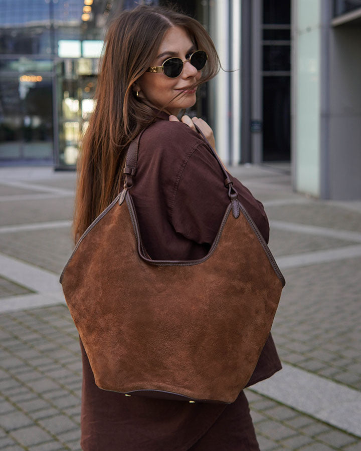 BOLOGNA WILD™ Suede Shopper-Tasche mit Schulterriemen aus italienischem Wildleder