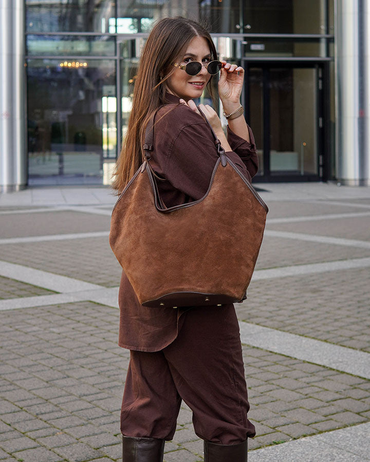 BOLOGNA WILD™ Suede Shopper-Tasche mit Schulterriemen aus italienischem Wildleder