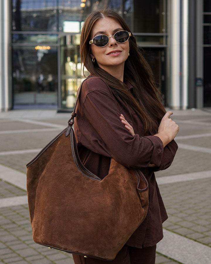 BOLOGNA WILD™ Suede Shopper-Tasche mit Schulterriemen aus italienischem Wildleder