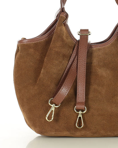 BIELLA WILD™ Suede Damen Schultertasche & Handtasche mit Riemen aus italienischem Wildleder
