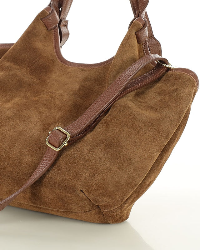 BIELLA WILD™ Suede Damen Schultertasche & Handtasche mit Riemen aus italienischem Wildleder