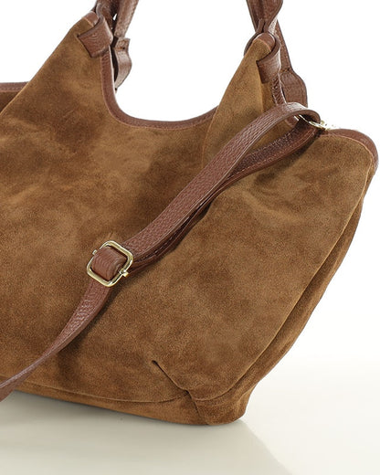 BIELLA WILD™ Suede Damen Schultertasche & Handtasche mit Riemen aus italienischem Wildleder