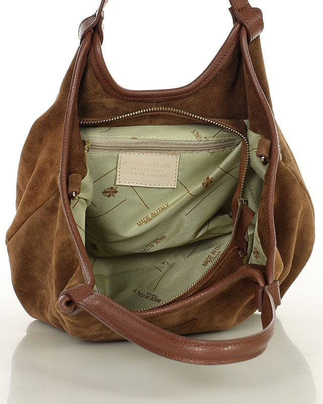 BIELLA WILD™ Suede Damen Schultertasche & Handtasche mit Riemen aus italienischem Wildleder