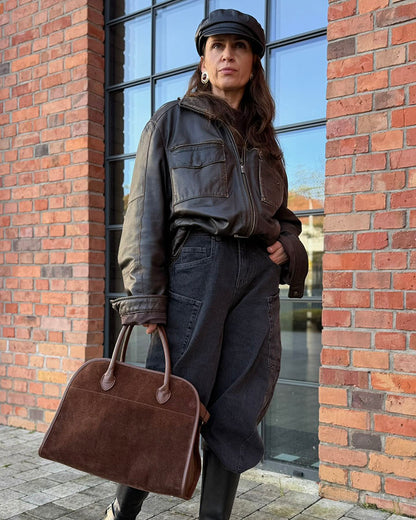 BOLLATE WILD™ Suede Koffer Handtasche Damen aus italienischem Wildleder