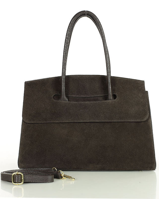 BINOTTI WILD™ Suede Damen Handtasche aus italienischem Wildleder dunkelbraun