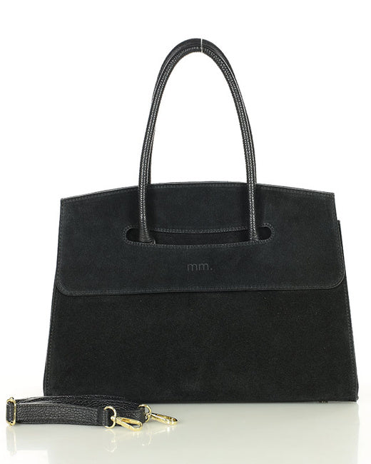 BINOTTI WILD™ Suede Damen Handtasche aus italienischem Wildleder schwarz