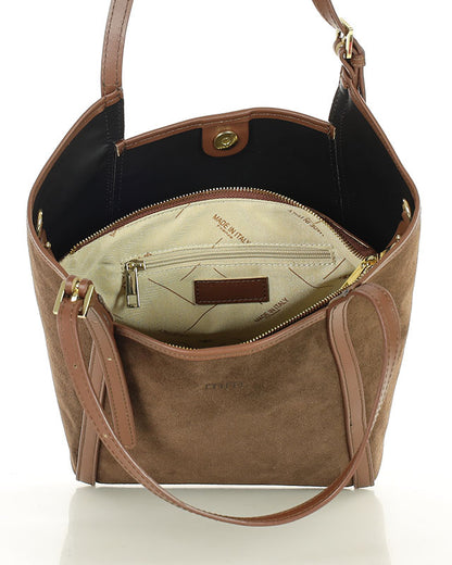 BASTOGNE WILD™ Suede Shopper-Tasche mit abnehmbarem Innenfutter aus italienischem Wildleder