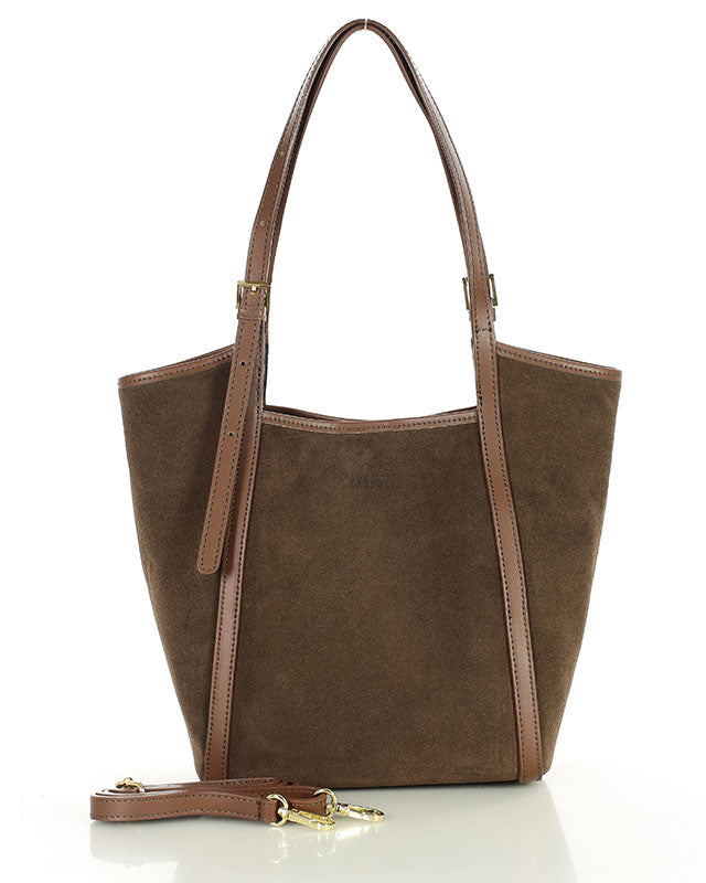 BASTOGNE WILD™ Suede Shopper-Tasche mit abnehmbarem Innenfutter aus italienischem Wildleder braun