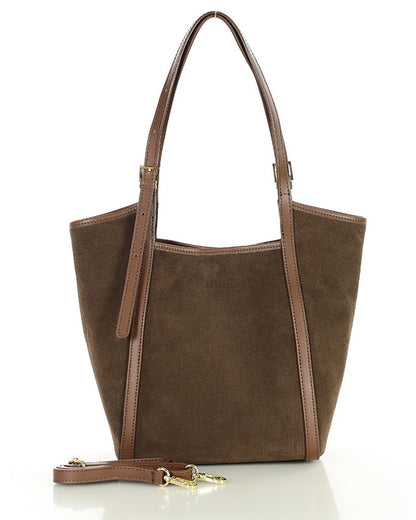 BASTOGNE WILD™ Suede Shopper-Tasche mit abnehmbarem Innenfutter aus italienischem Wildleder braun