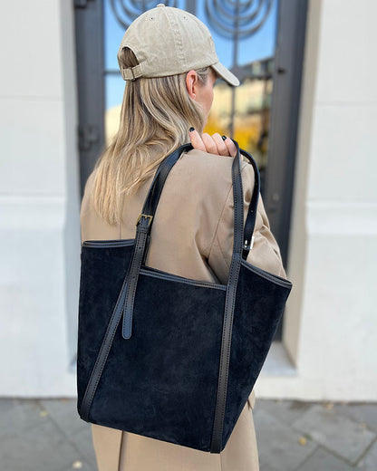 BASTOGNE WILD™ Suede Shopper-Tasche mit abnehmbarem Innenfutter aus italienischem Wildleder