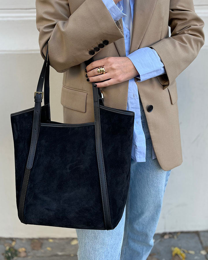 BASTOGNE WILD™ Suede Shopper-Tasche mit abnehmbarem Innenfutter aus italienischem Wildleder