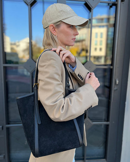 BASTOGNE WILD™ Suede Shopper-Tasche mit abnehmbarem Innenfutter aus italienischem Wildleder